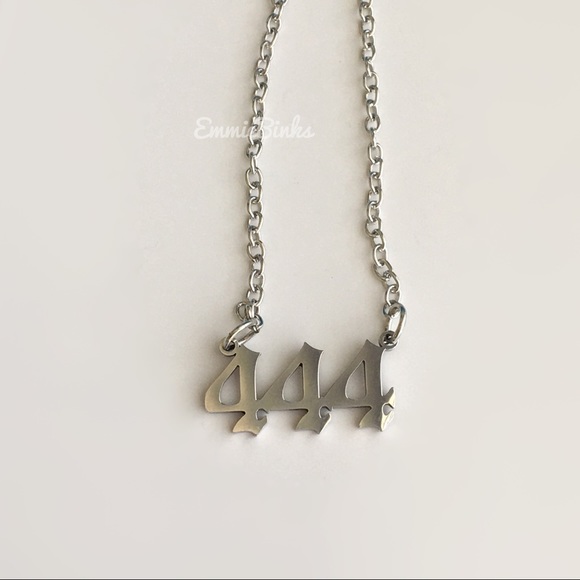 💥3for$28 New Angel Number 444 Numerology Minimalist Stainless Steel Necklace - Picture 3 of 11